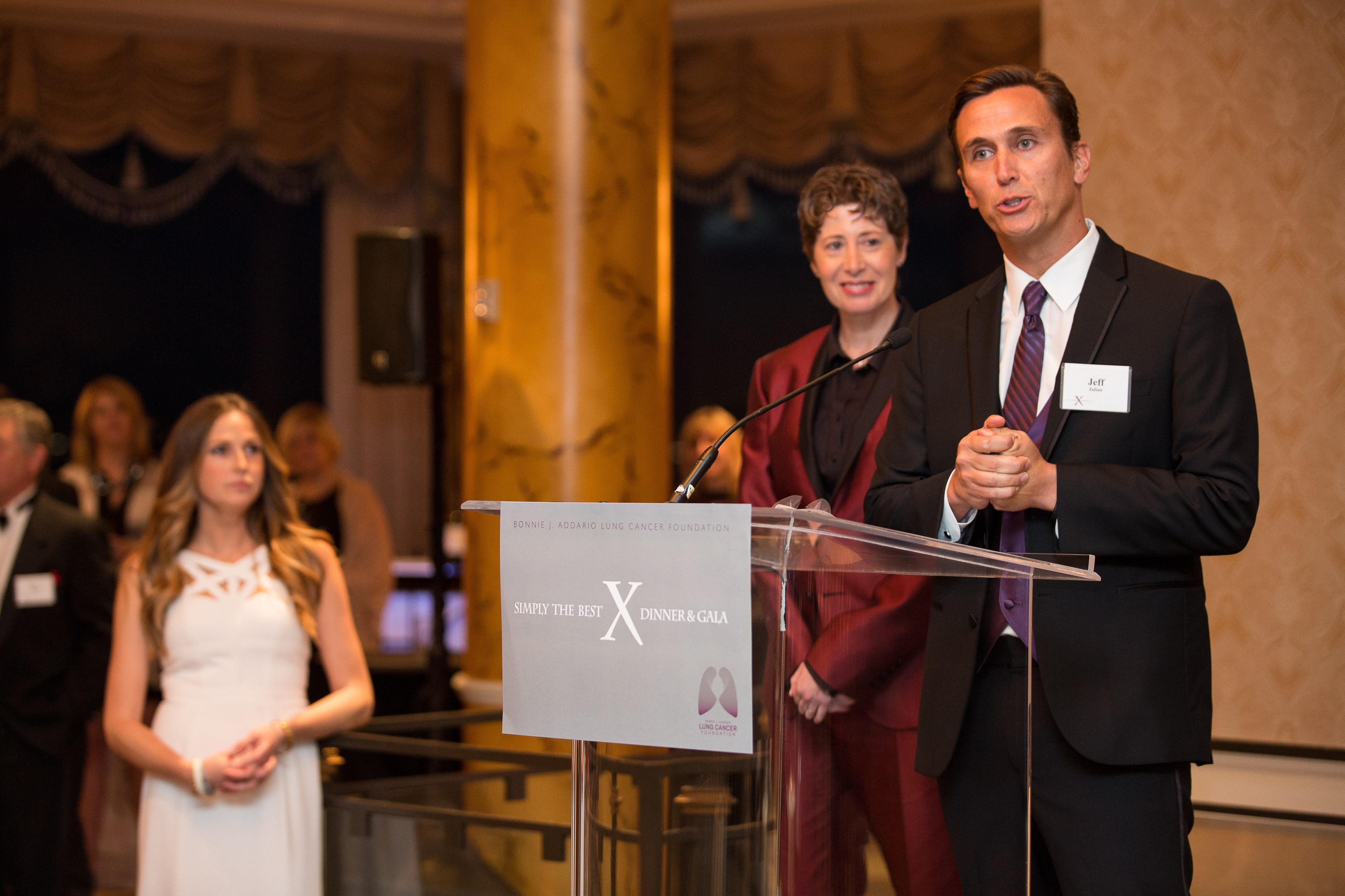 Jeff Julian speaking at a formal gala